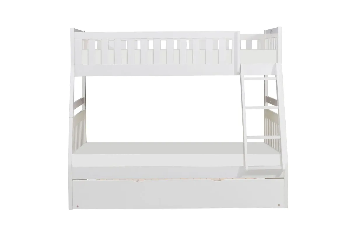 Galen White Twin/Full Bunk Bed with Trundle