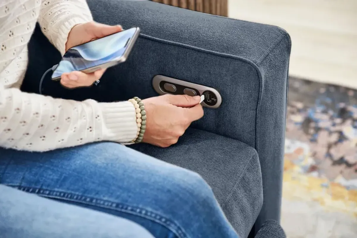 ModularOne Navy 8-Piece Power Reclining Sectional with Two E-Consoles & Right Arm Facing Chaise