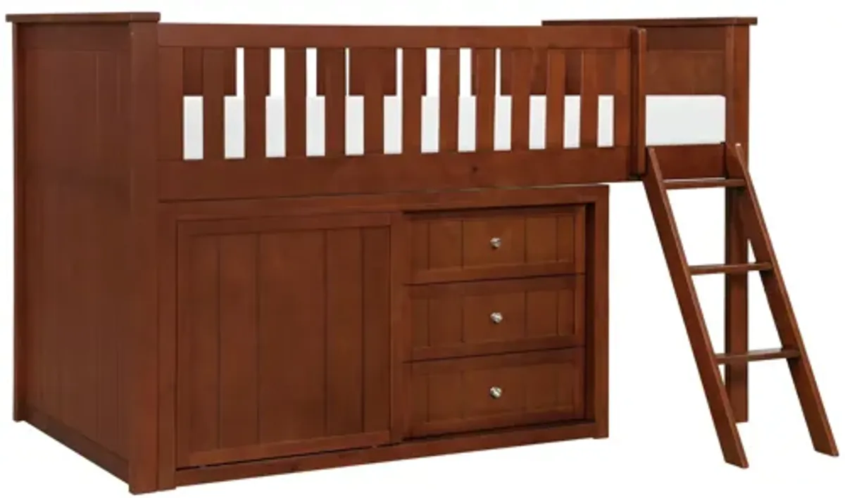 Rowe Dark Cherry Low Loft Bunk with Dresser