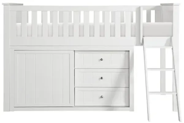 Galen White Low Loft Bunk with Dresser