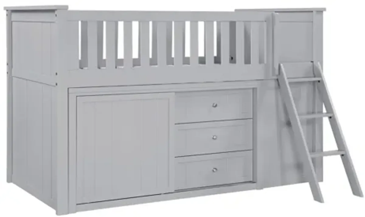 Orion Gray Low Loft Bunk with Bookcase and 2 Dressers
