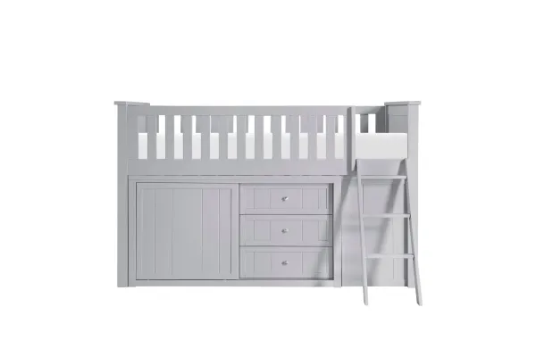 Orion Gray Low Loft Bunk with Bookcase and Dresser