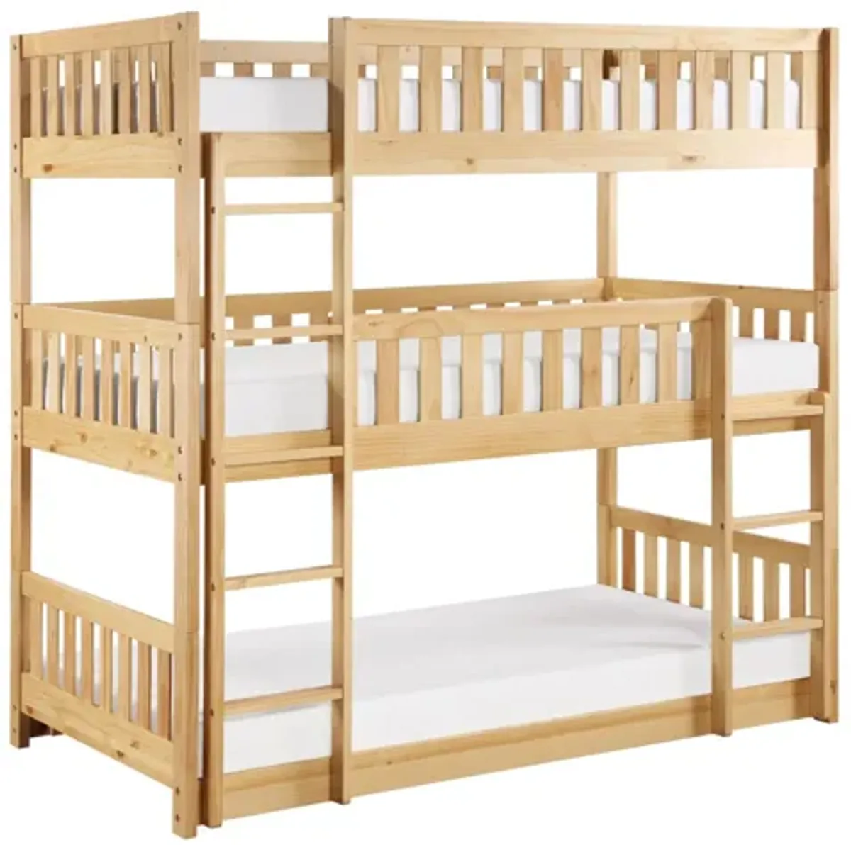 Bartly Natural Pine Triple Bunk Bed - Twin