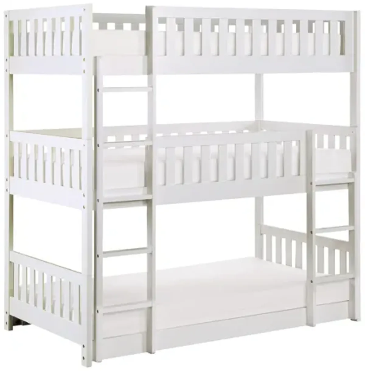 Galen White Triple Bunk Bed - Twin
