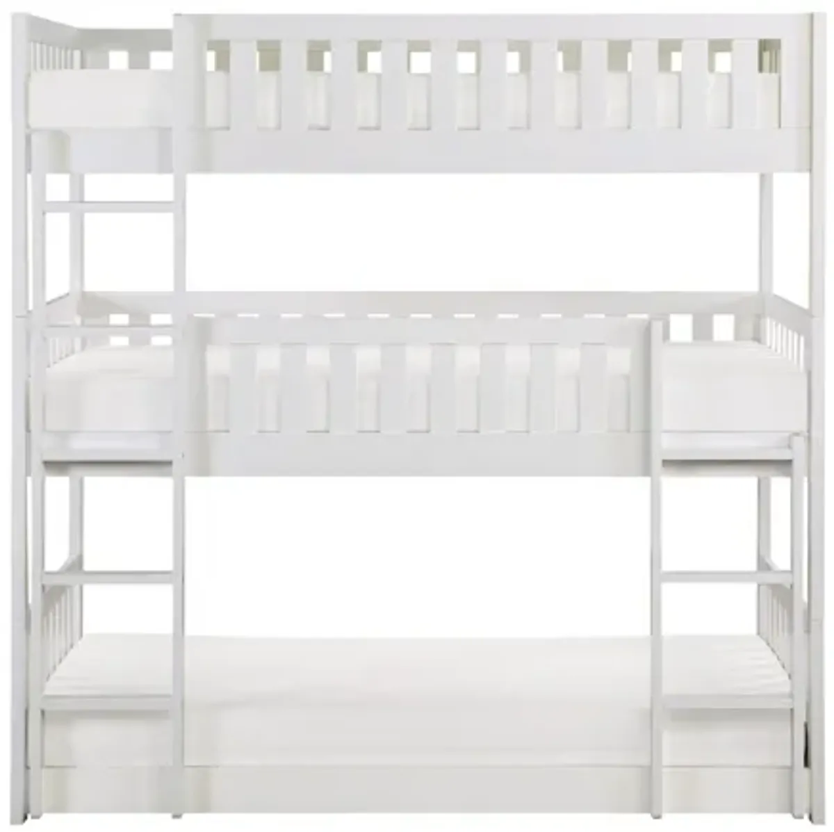 Galen White Triple Bunk Bed - Twin
