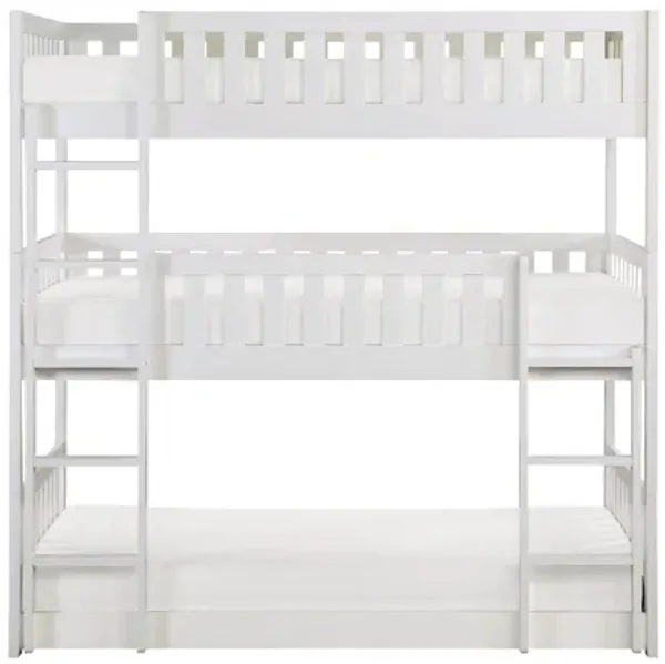 Galen White Triple Bunk Bed - Twin