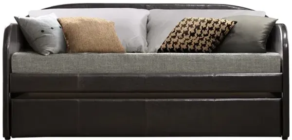 Roland Faux Leather Daybed with Trundle - Dark Brown