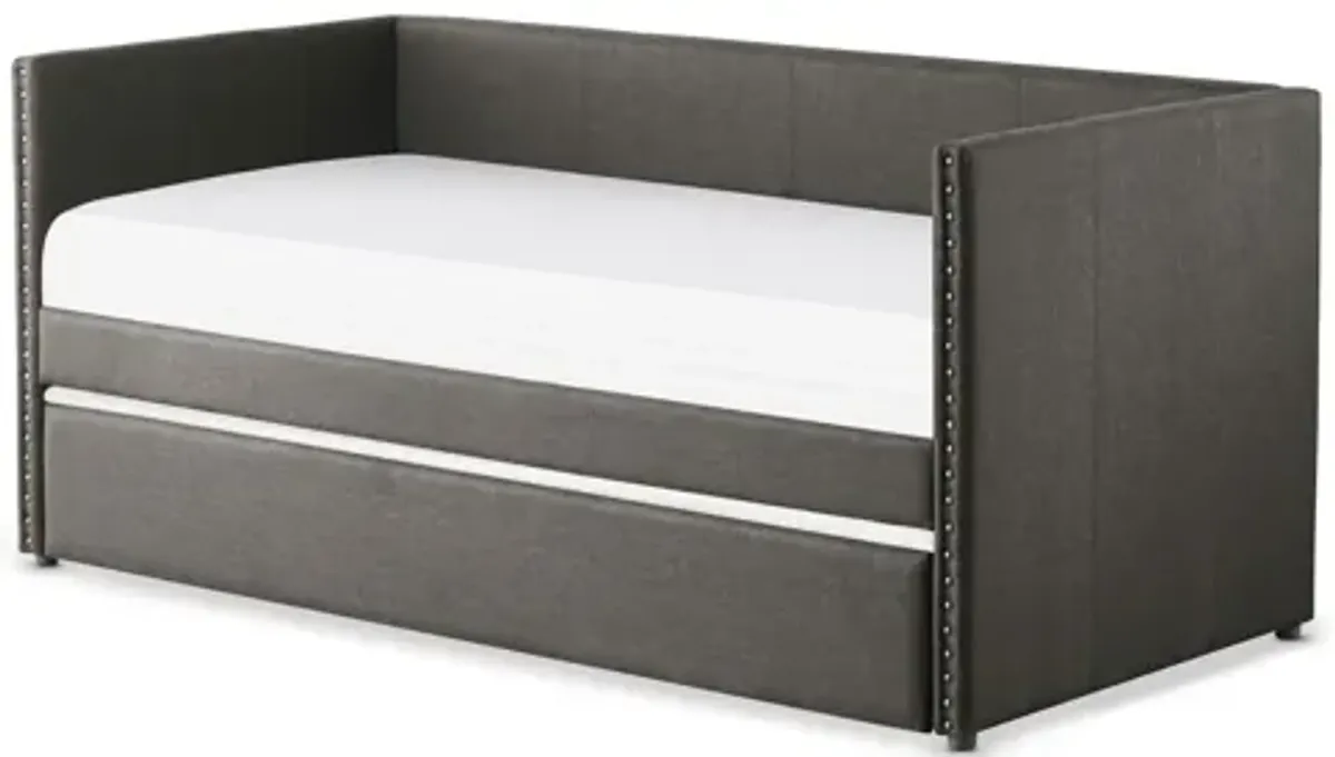 Therese Gray Fabric Daybed with Trundle