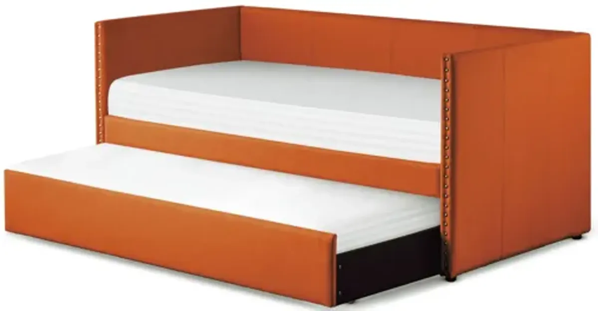 Therese Orange Fabric Daybed with Trundle