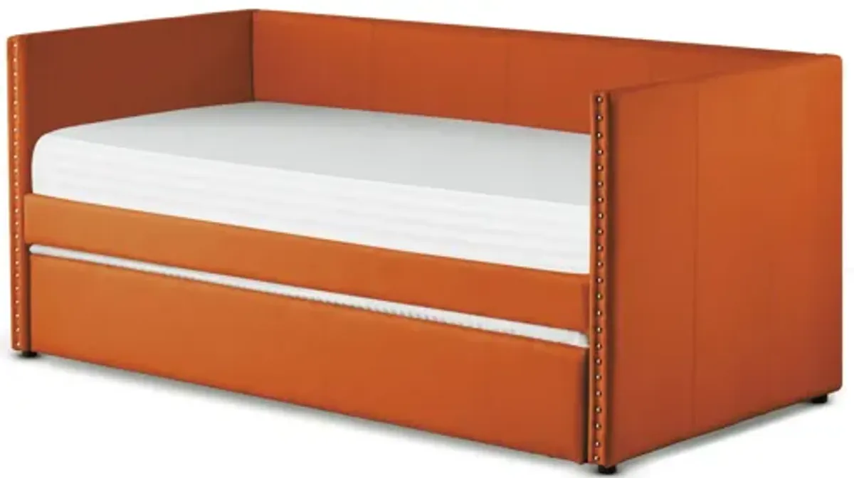 Therese Orange Fabric Daybed with Trundle
