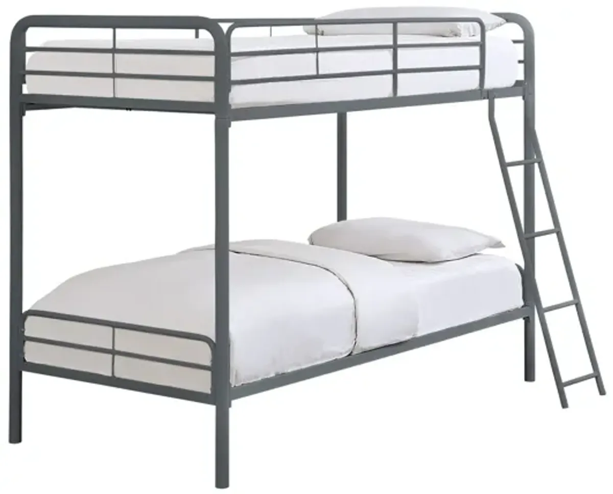 Lunar II Twin/Twin Metal Bunk Bed with Guard Rail - Gray Finish