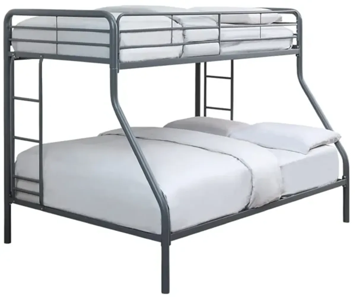 Lunar II Twin/Full Metal Bunk Bed with Guard Rail - Gray Finish