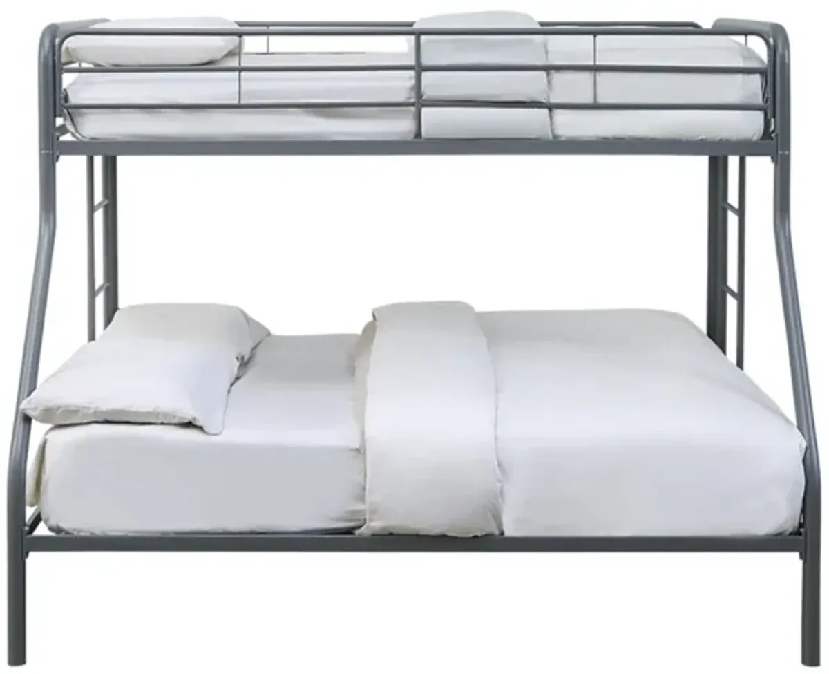 Lunar II Twin/Full Metal Bunk Bed with Guard Rail - Gray Finish