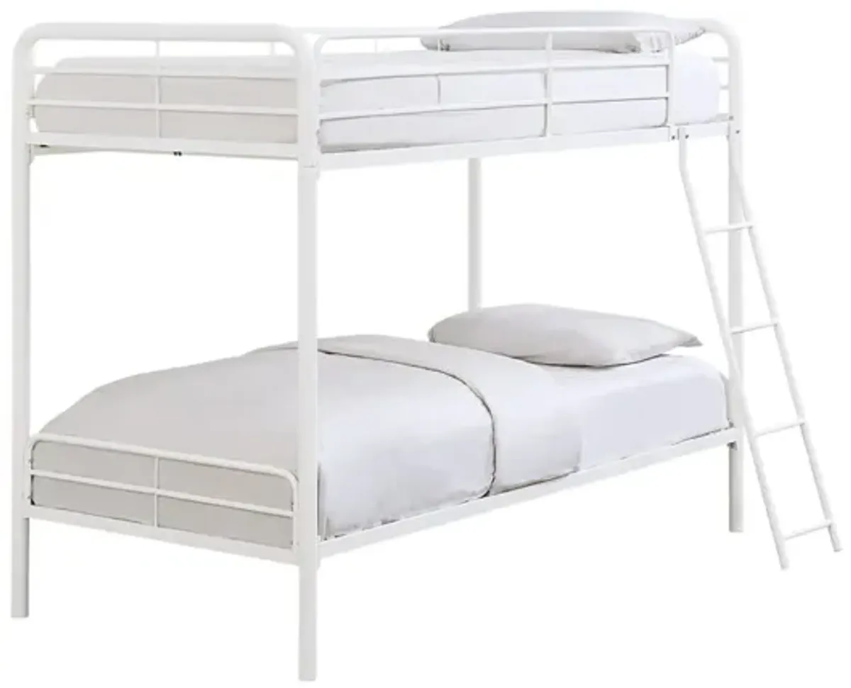 Lunar II Twin/Twin Metal Bunk Bed with Guard Rail - White Finish