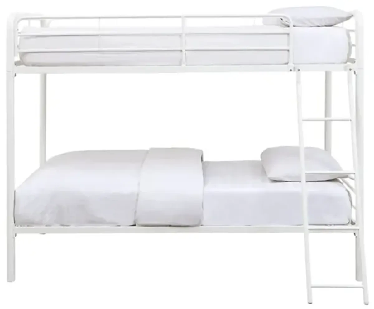 Lunar II Twin/Twin Metal Bunk Bed with Guard Rail - White Finish