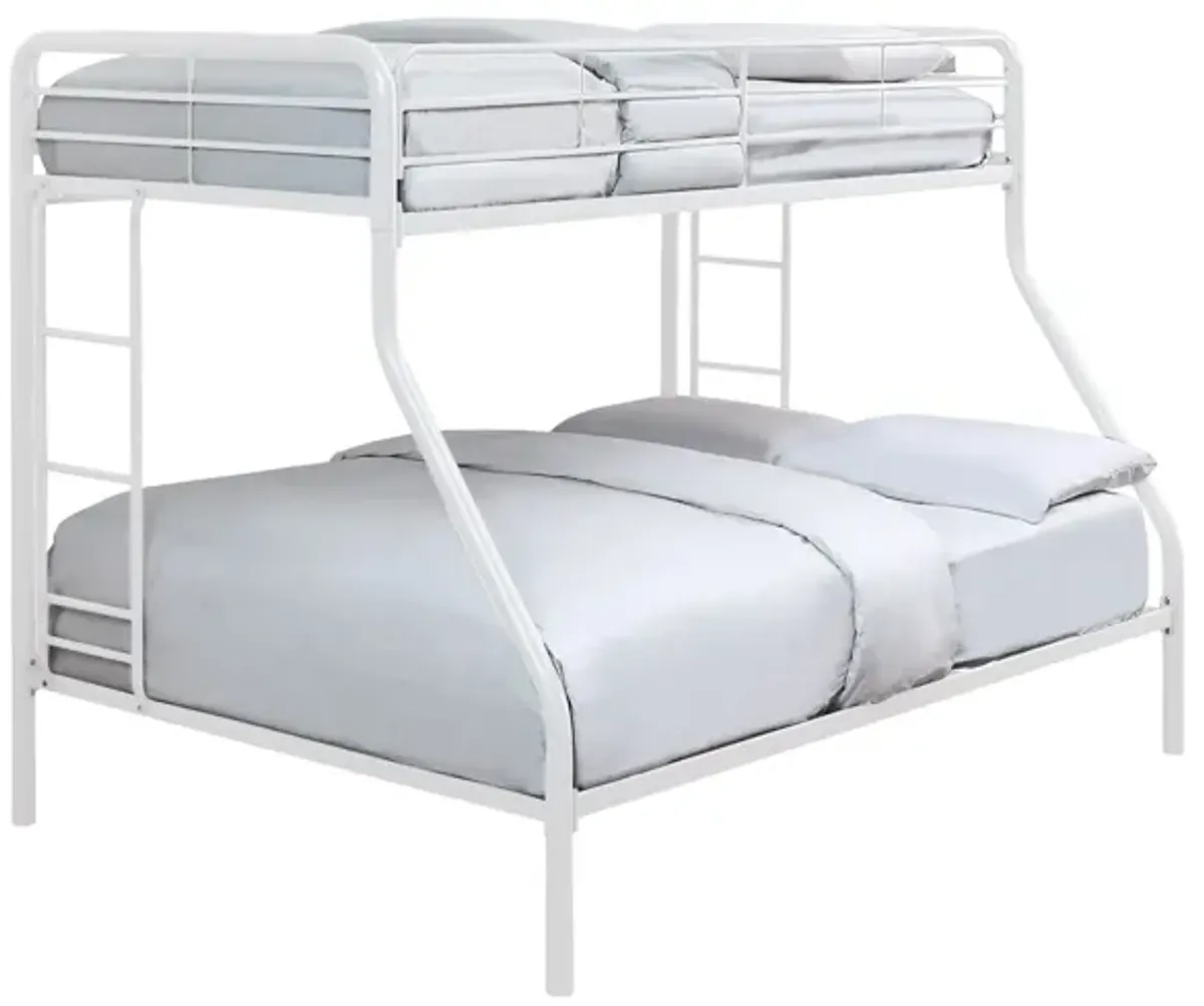 Lunar II Twin/Full Metal Bunk Bed with Guard Rail - White Finish