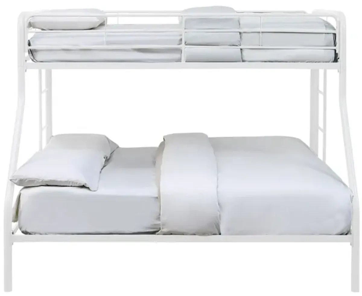 Lunar II Twin/Full Metal Bunk Bed with Guard Rail - White Finish