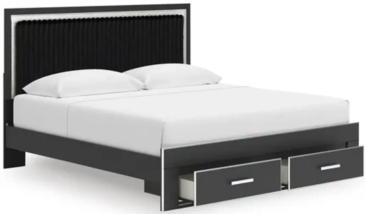 Zuraleus King Upholstered Panel Storage Bed - Black