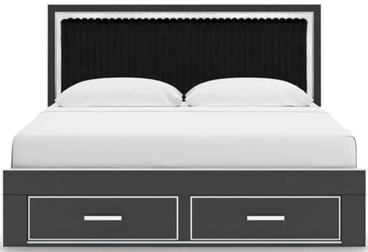 Zuraleus King Upholstered Panel Storage Bed - Black