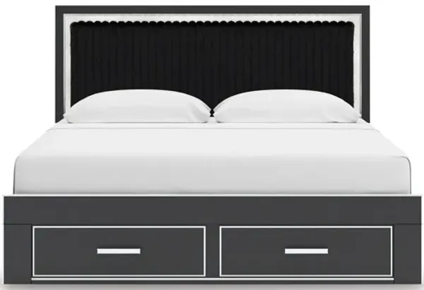 Zuraleus King Upholstered Panel Storage Bed - Black