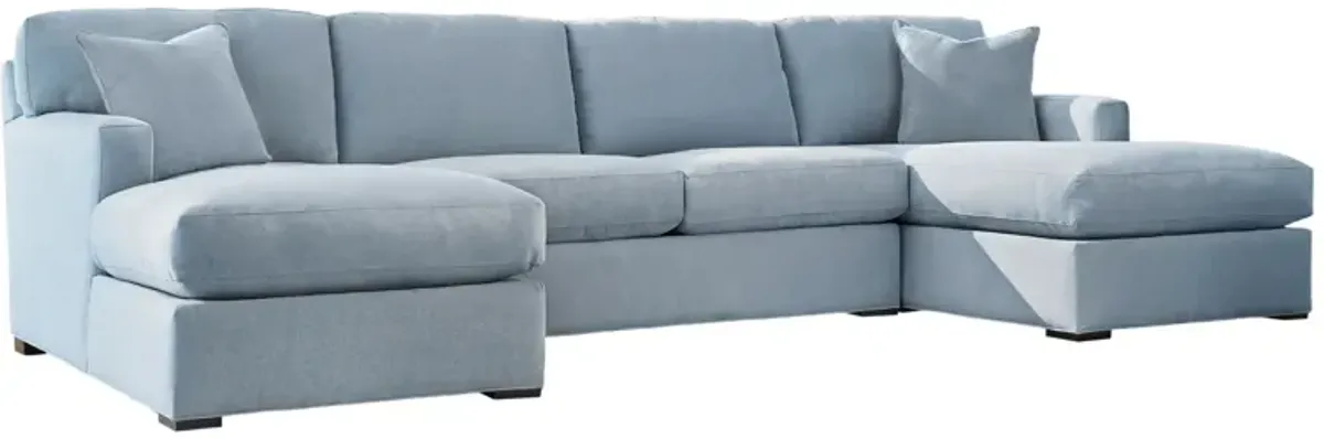 Harmonie Blue 3-Piece Sectional with Dual Chaises