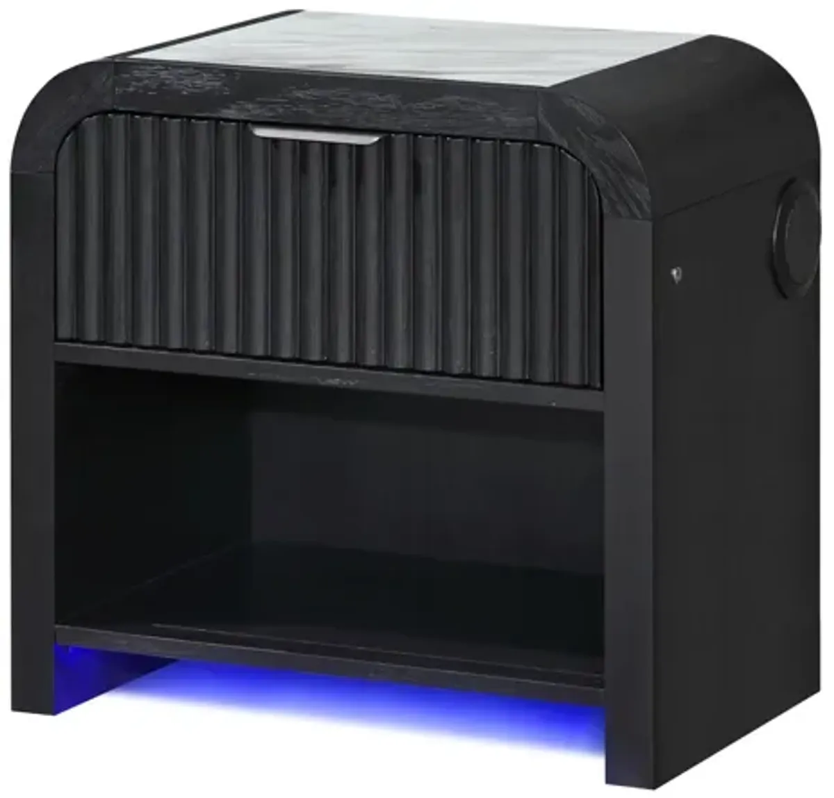 Beckett White/Black Nightstand W/LED & Speaker