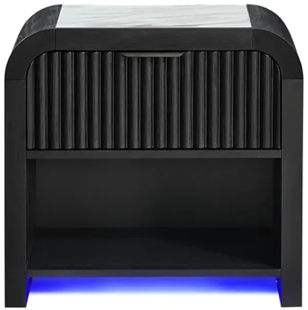 Beckett White/Black Nightstand W/LED & Speaker