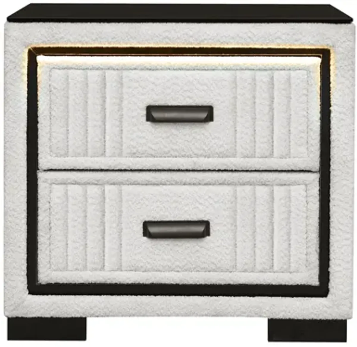 Isabella White/Black Nightstand With LED