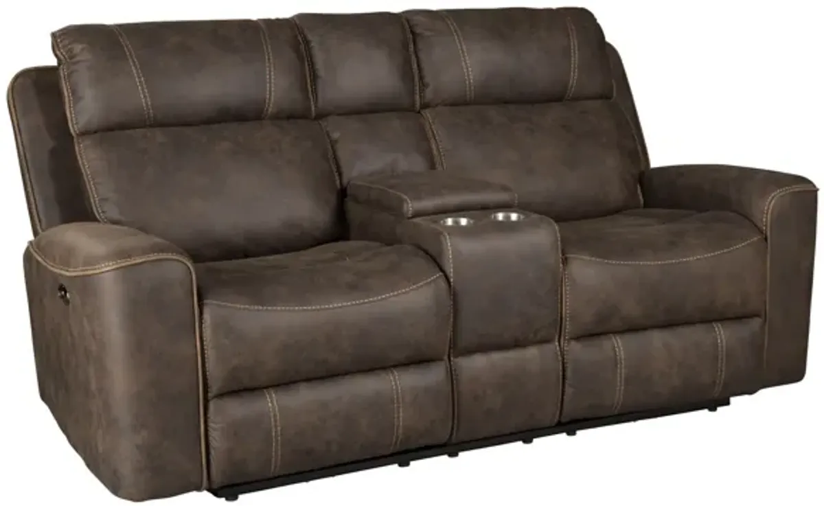 Telluride Chocolate Motion Console Loveseat