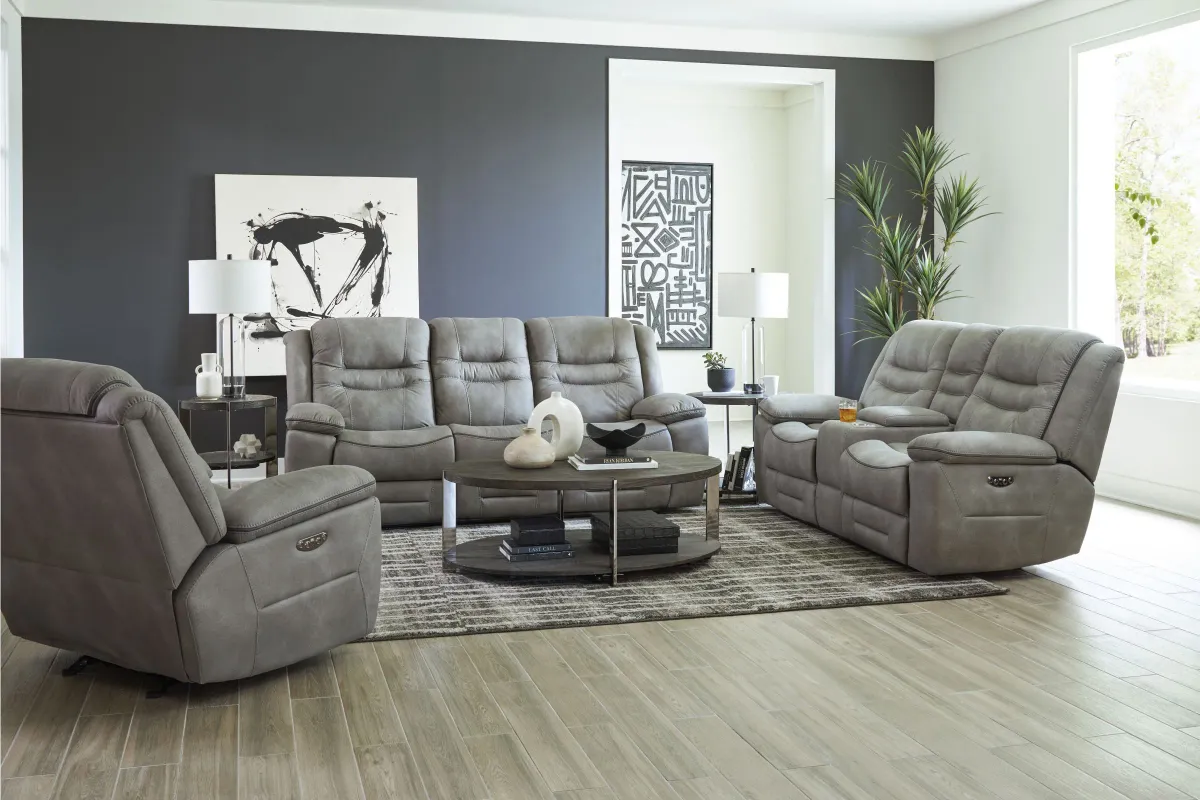 Harley Grey Dual Power Loveseat with Console