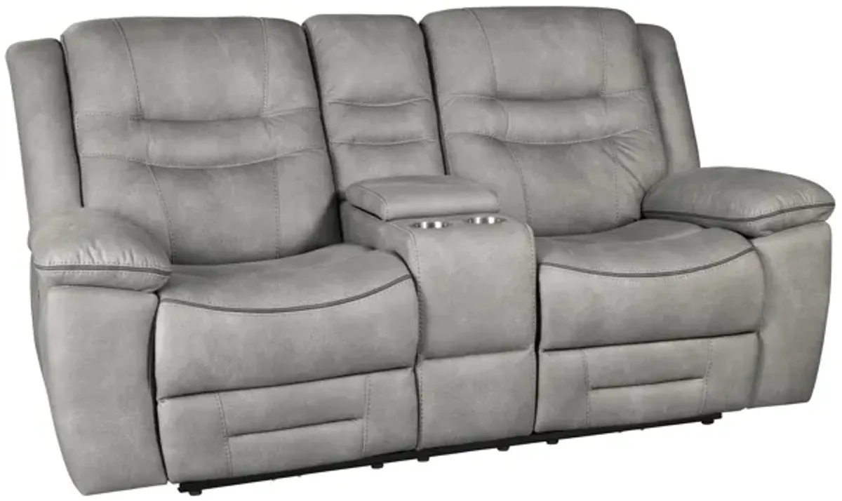 Harley Grey Dual Power Loveseat with Console