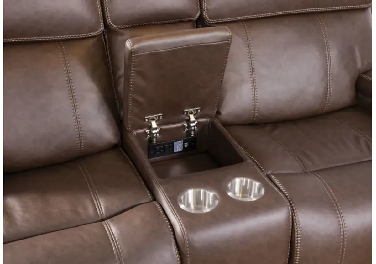 Newport Walnut Dual Power Loveseat