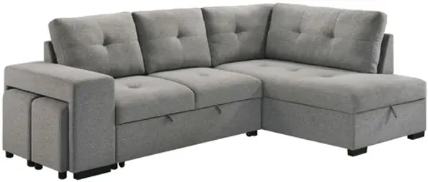 Roanne Grey Upholstered Sleeper Sectional Sofa