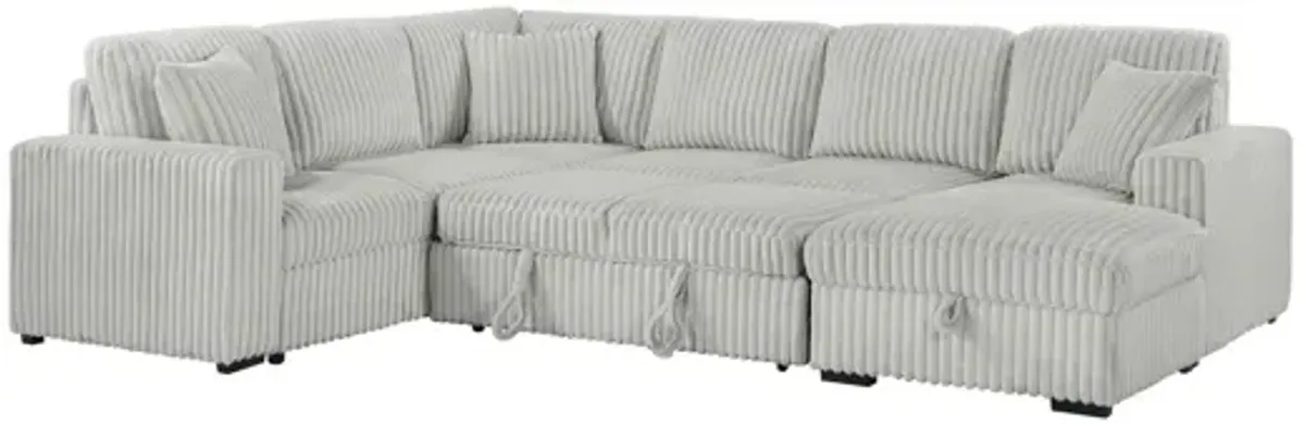 Devonshire Grey Sleeper Sectional Sofa Storage Chaise