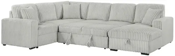 Devonshire Grey Sleeper Sectional Sofa Storage Chaise