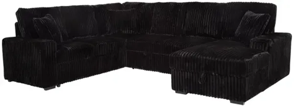 Devonshire Black Sleeper Sectional Sofa Storage Chaise