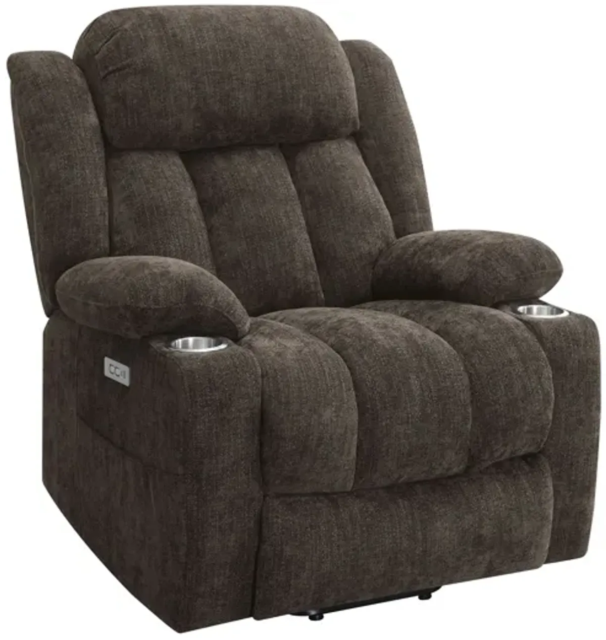 Houston Upholstered Power Lift Recliner Chair - Dark Brown