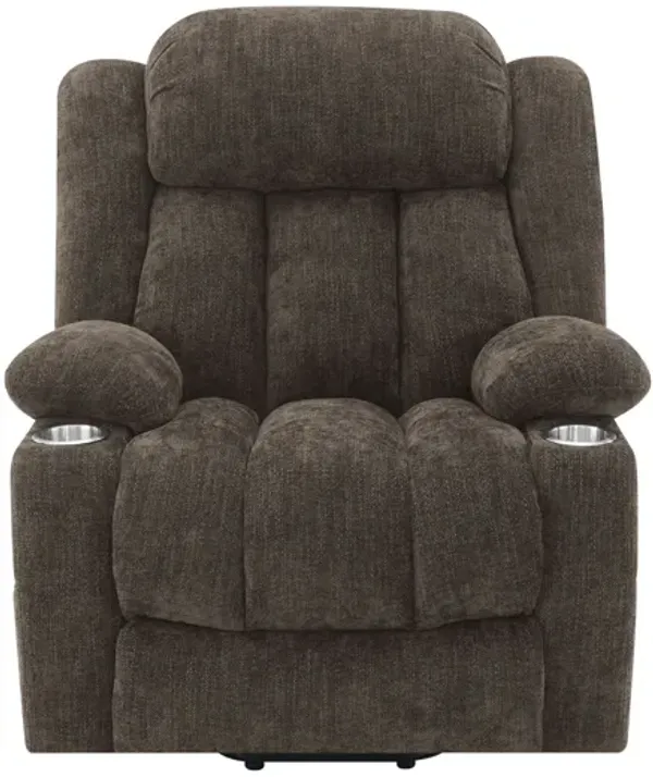 Houston Upholstered Power Lift Recliner Chair - Dark Brown