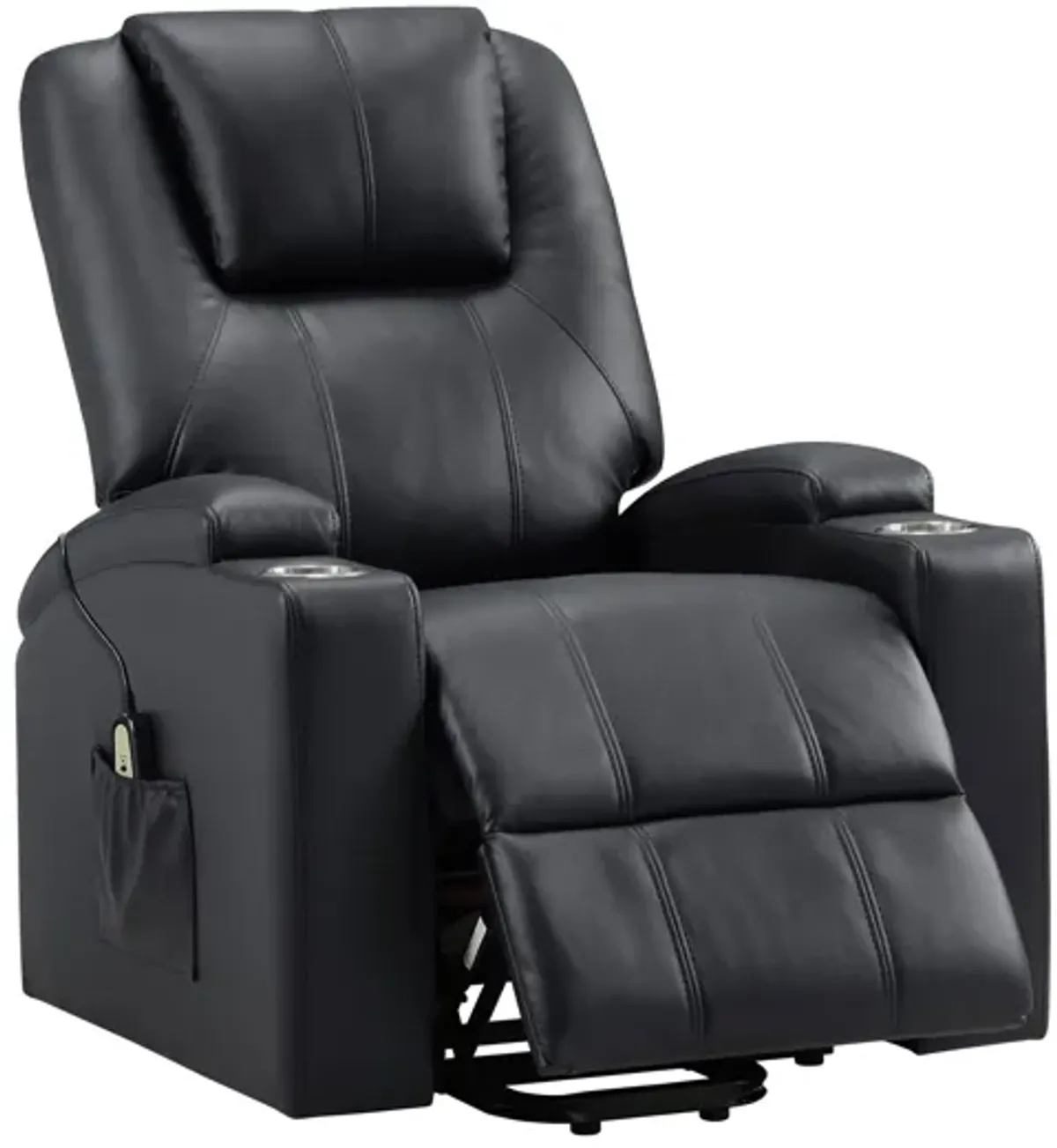 Armstrong Upholstered Power Lift Massage Recliner - Black