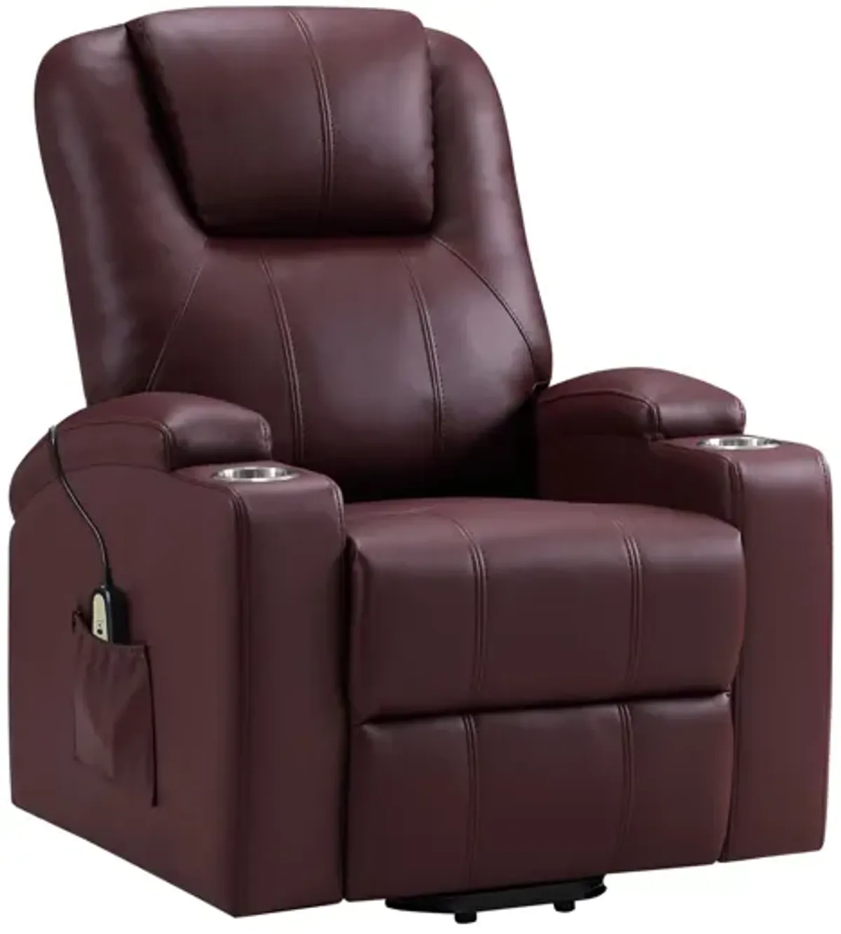 Armstrong Upholstered Power Lift Massage Recliner - Wine