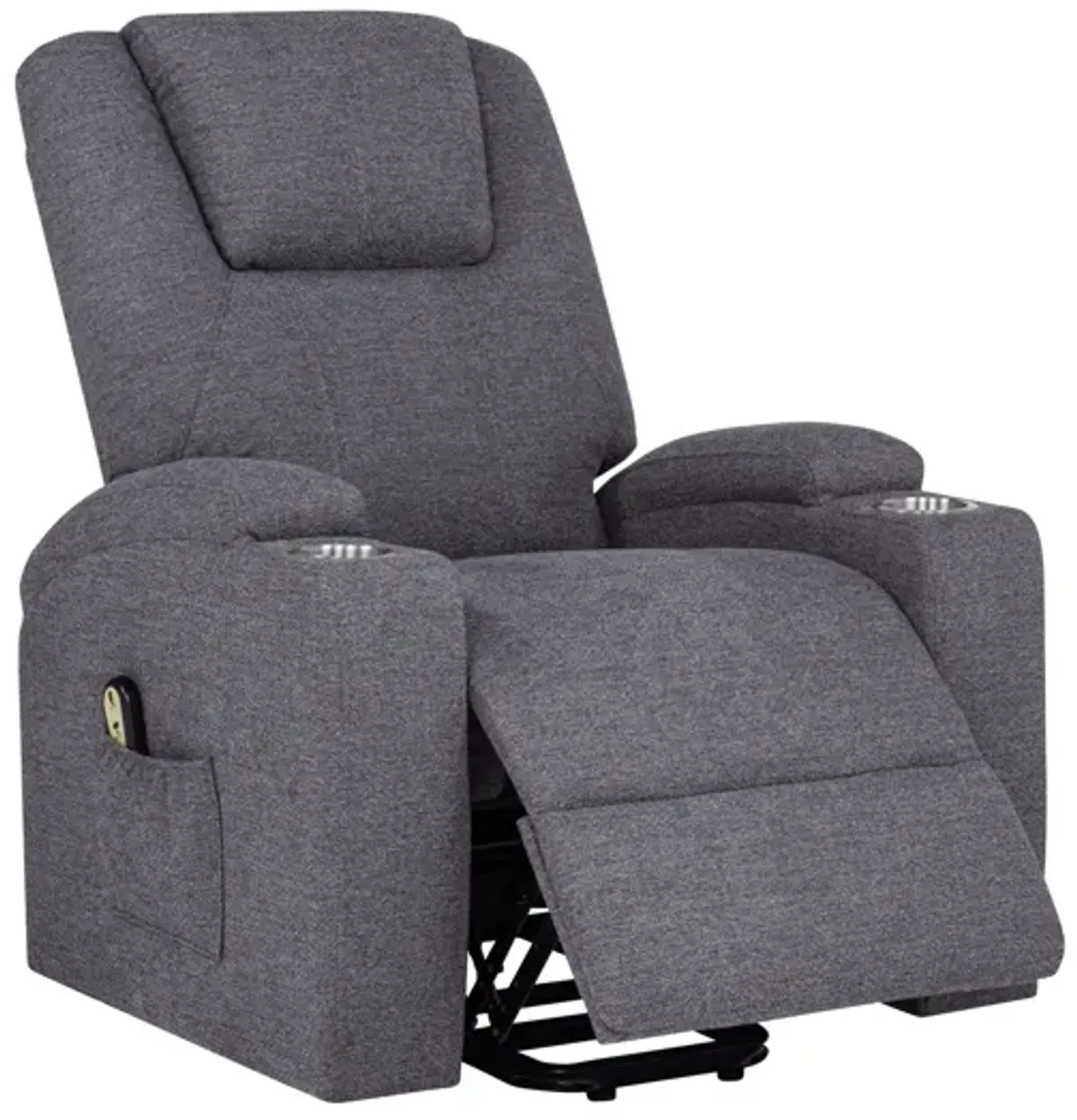 Louie Chenille Upholstered Power Lift Massage Chair - Dark Grey