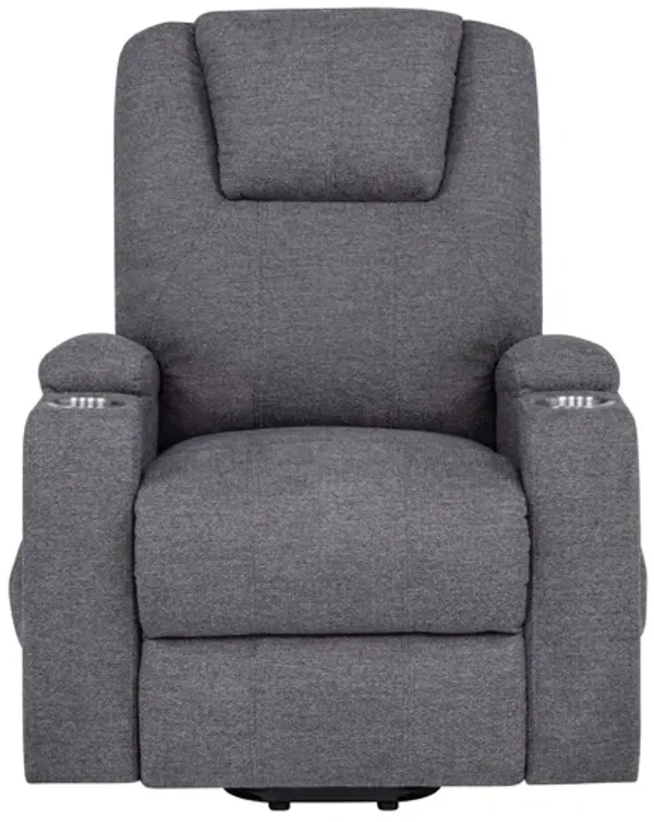 Louie Chenille Upholstered Power Lift Massage Chair - Dark Grey