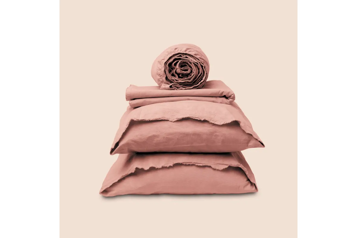 Dr. Weil Garment Washed Percale Twin XL Sheets - Pink Sandstone