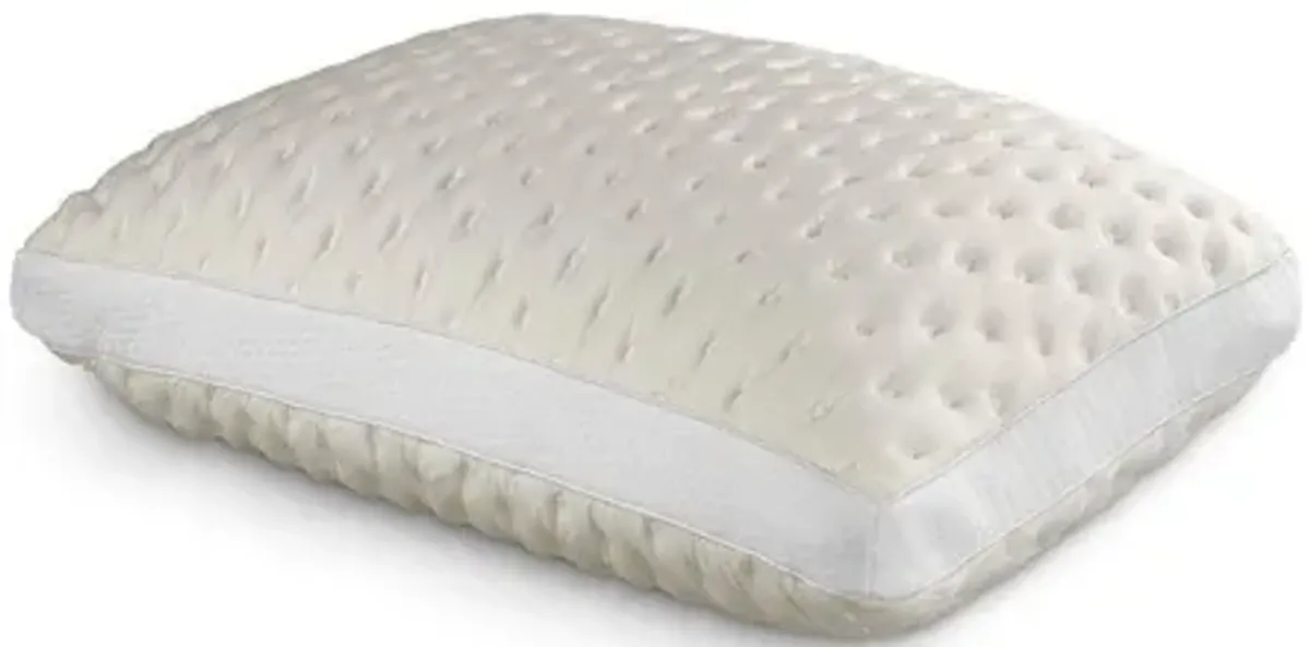 Bamboo King Memory Foam Med Puff Pillow - White
