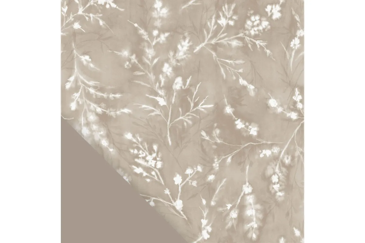 Queen Pillow Sham Set + Refreshing - Floral Press Oatmeal