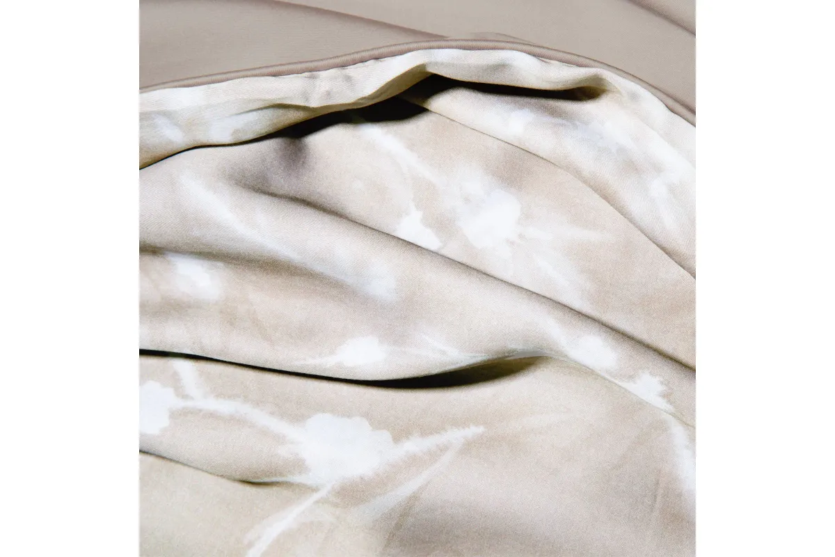 Queen Pillow Sham Set + Refreshing - Floral Press Oatmeal