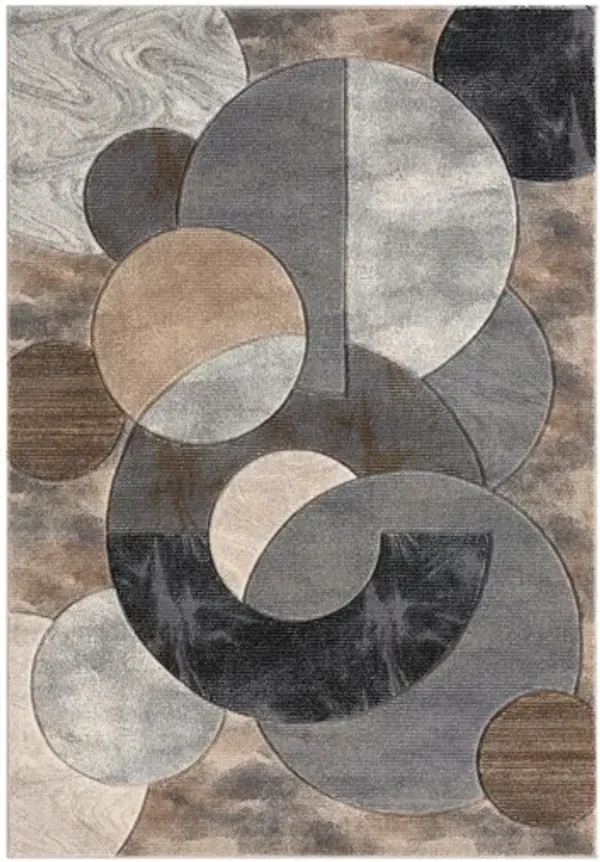 MDA Rugs Alexia Collection Design 01 Brown/Gray/Black Area Rug - 3'9" x 5'9"