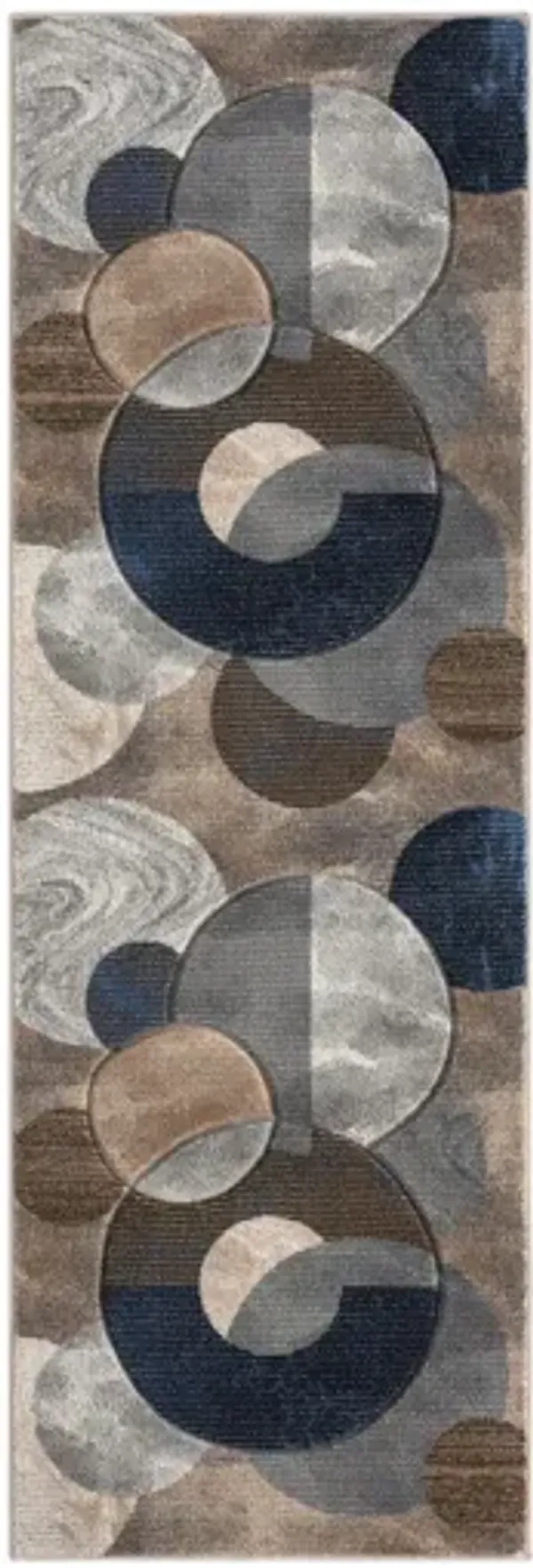 MDA Rugs Alexia Collection Design 02 Brown/Gray/Blue Runner Rug - 2'8" x 8'1"