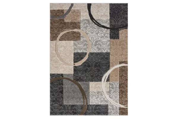 MDA Rugs Alexia Collection Design 06 Brown/Gray/Black Area Rug - 6'9" x 9'6"