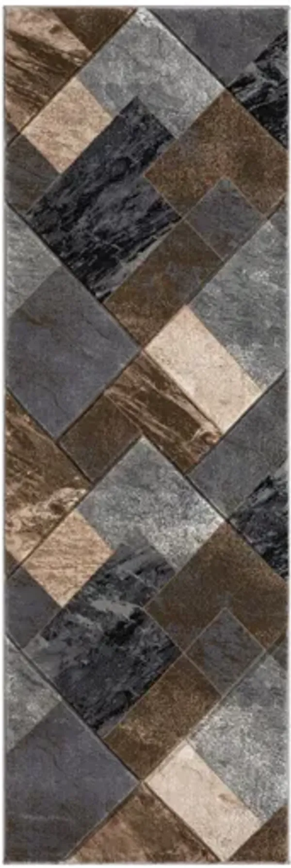 MDA Rugs Alexia Collection Design 07 Gray/Brown/Black Runner Rug - 2'8" x 8'1"